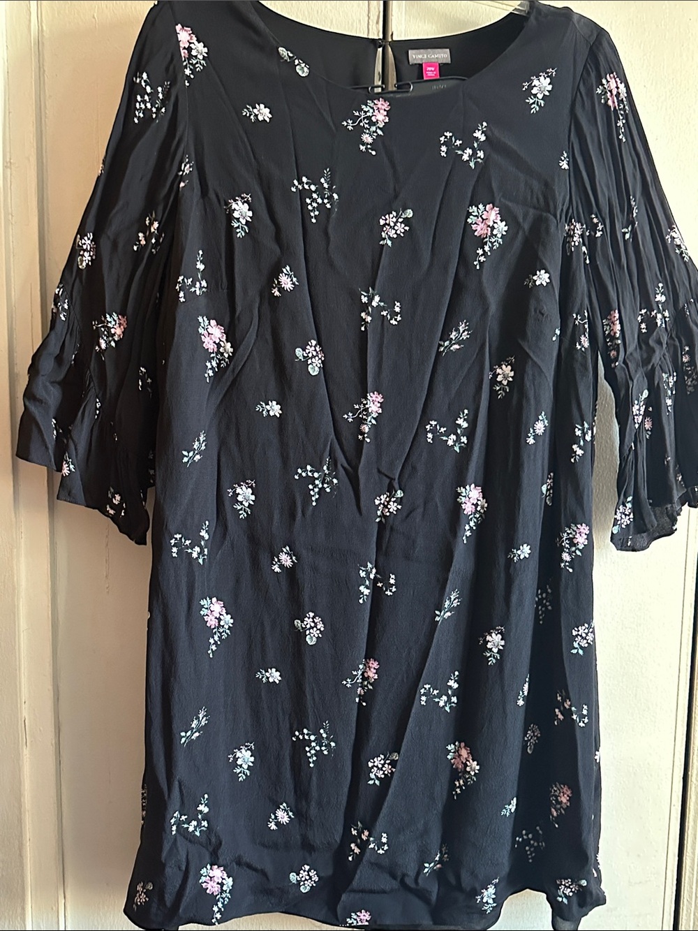 Vince Camuto Women's Black Floral Dress Lightweight 20W
